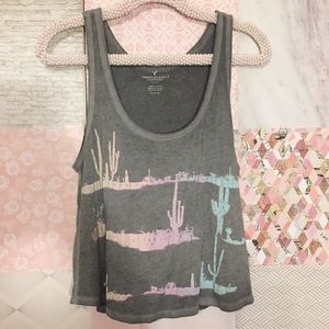 American Eagle | Gray Cactus Flowy Swing Tank Top